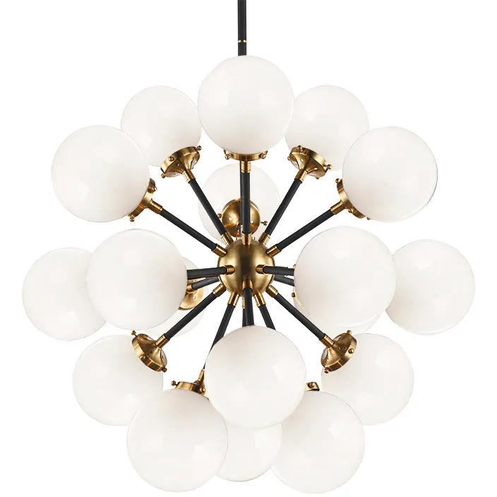 Soleil 18 Light 31.7 inch Aged Gold Brass Chandelier Ceiling Light in Aged Gold Brass and Opal Glass
