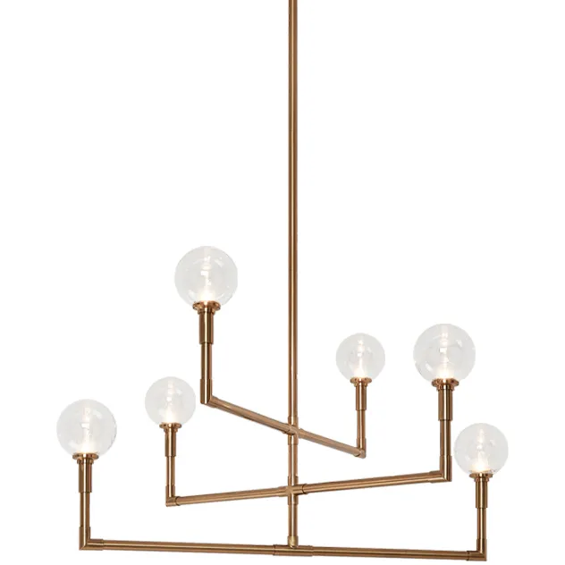 Candlestix 6 Light 37.88 inch Aged Gold Brass Chandelier Ceiling Light in Aged Gold Brass and Clear