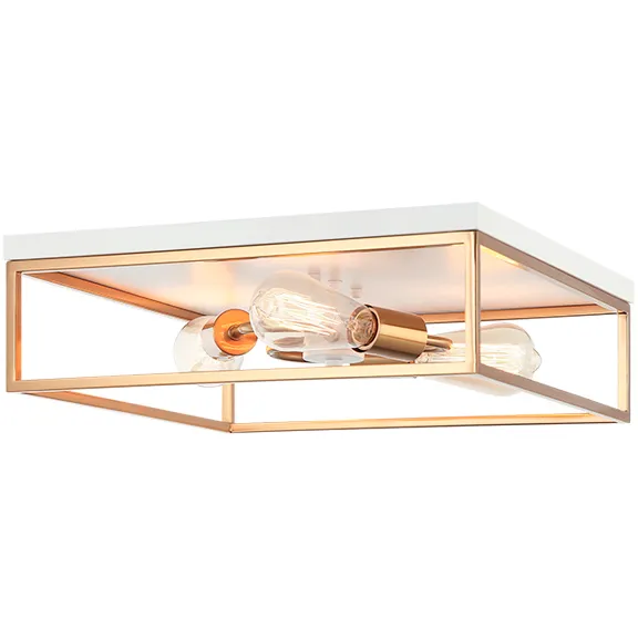 Clarke 3 Light 16 inch White and Aged Gold Brass Flush Mount Ceiling Light