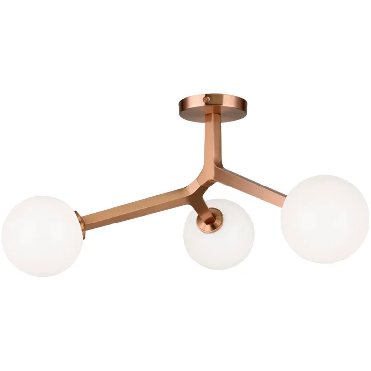 Rami 3 Light 20.25 inch Aged Gold Brass Flush Mount Ceiling Light in Aged Gold Brass and Opal Glass