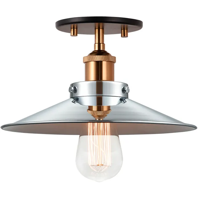 Bulstrode's Workshop 1 Light 10.25 inch Aged Gold Brass Flush Mount Ceiling Light in Aged Gold Brass and Chrome