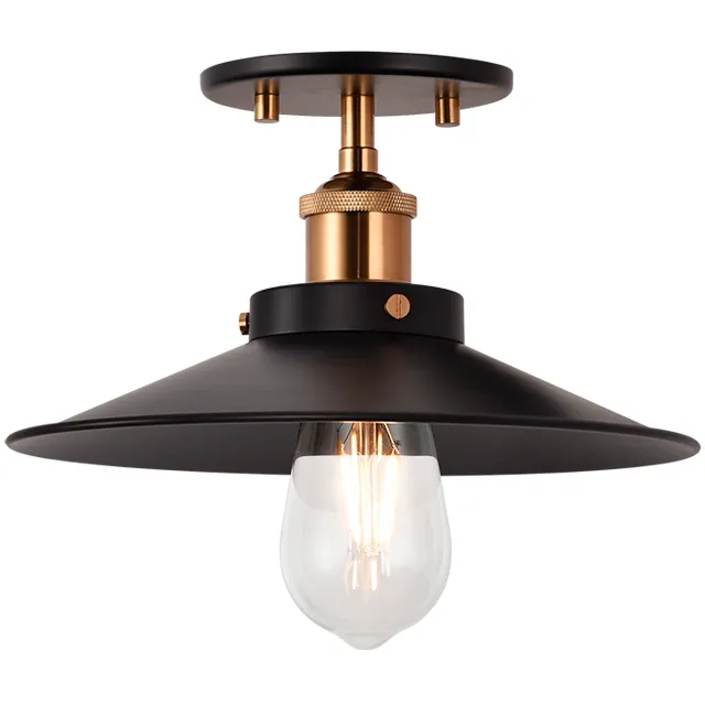Bulstrode's Workshop 1 Light 10.25 inch Aged Gold Brass Flush Mount Ceiling Light in Aged Gold Brass and Black