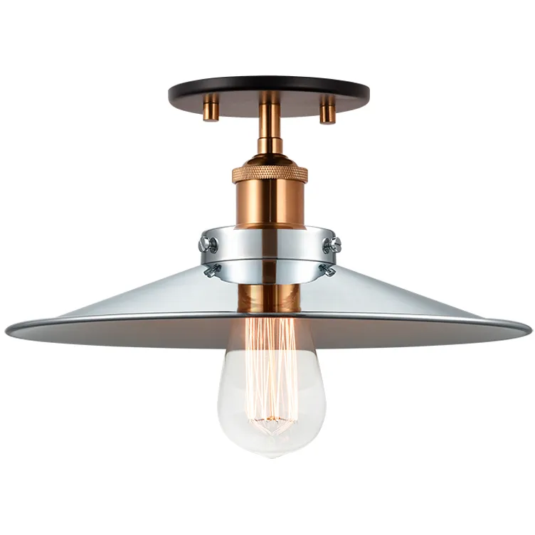 Bulstrode's Workshop 1 Light 11.75 inch Aged Gold Brass Flush Mount Ceiling Light in Aged Gold Brass and Chrome