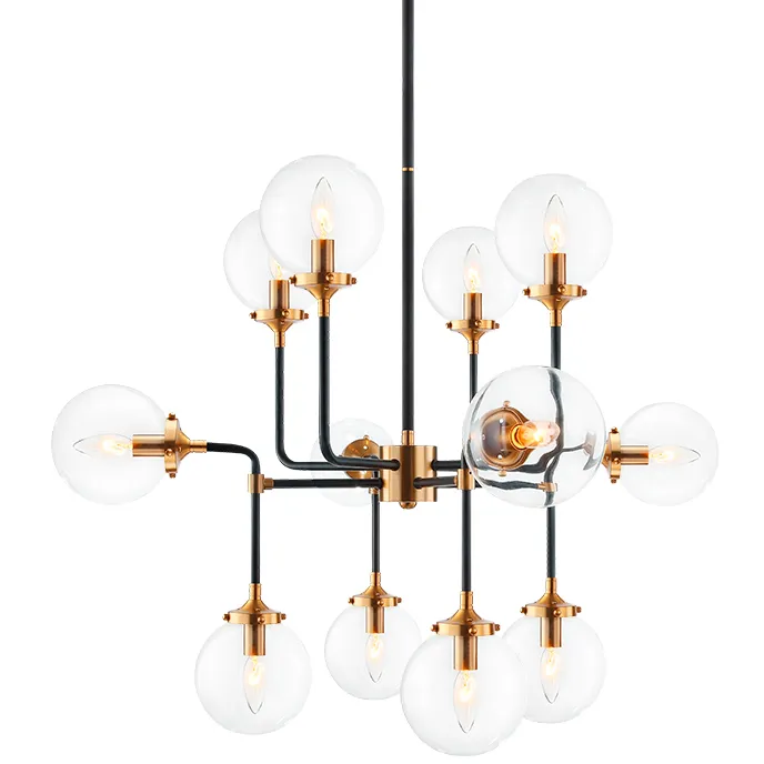 Particles 12 Light 38 inch Aged Gold Brass Pendant Ceiling Light in Aged Gold Brass and Clear