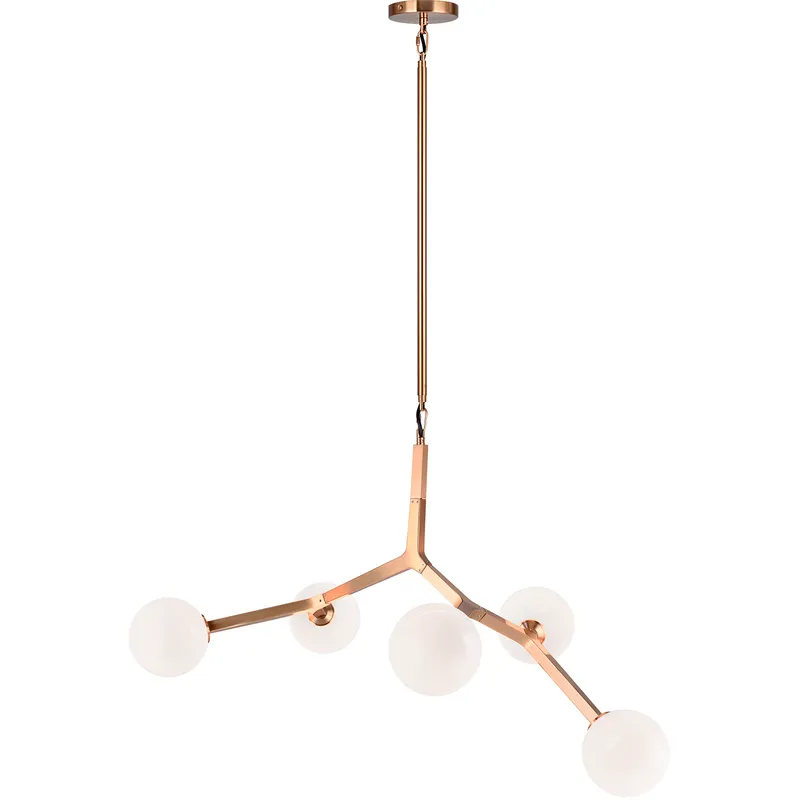 Rami 5 Light 23.25 inch Aged Gold Brass Pendant Ceiling Light in Aged Gold Brass and Opal Glass