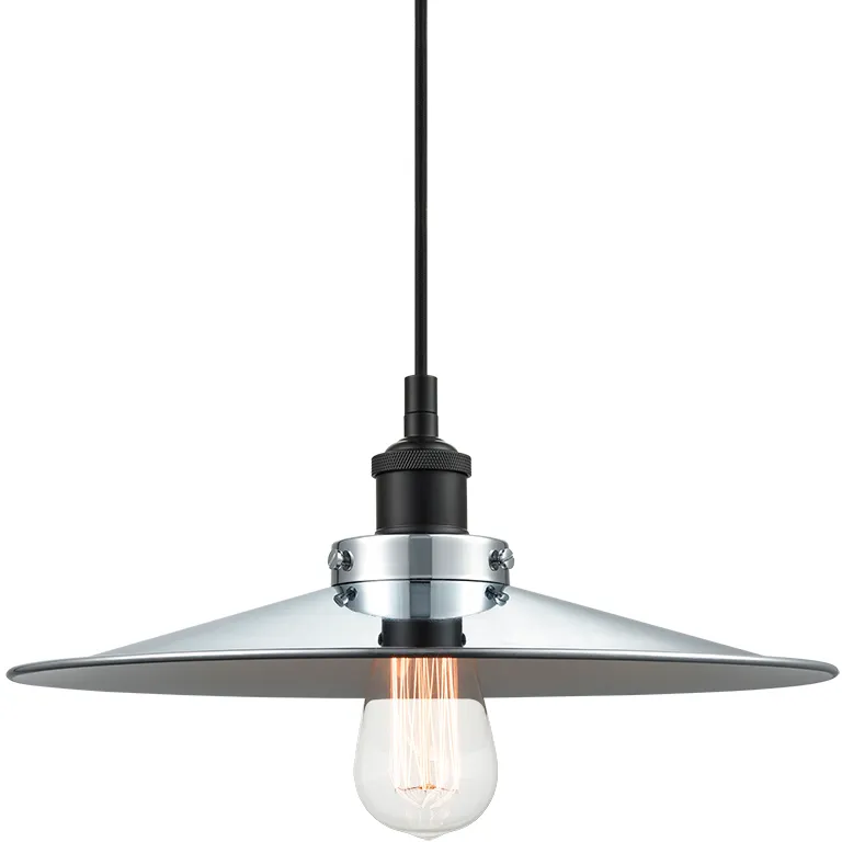 Bulstrode's Workshop 1 Light 14 inch Black Pendant Ceiling Light in Black and Chrome