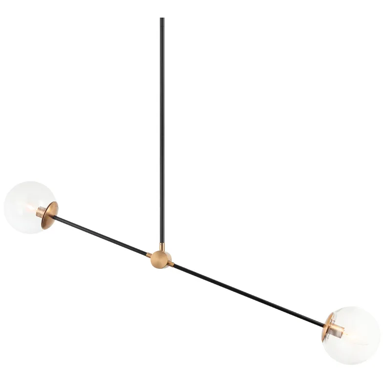 Cosmic 2 Light 5.88 inch Aged Gold Brass Pendant Ceiling Light in Aged Gold Brass and Clear