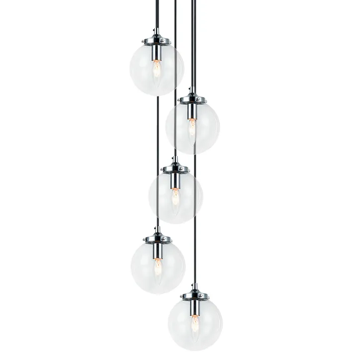The Bougie 5 Light 13 inch Chrome Pendant Ceiling Light in Chrome and Clear