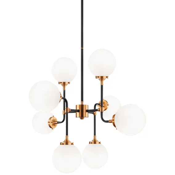 Particles 8 Light 29.5 inch Aged Gold Brass Pendant Ceiling Light in Aged Gold Brass and Opal Glass