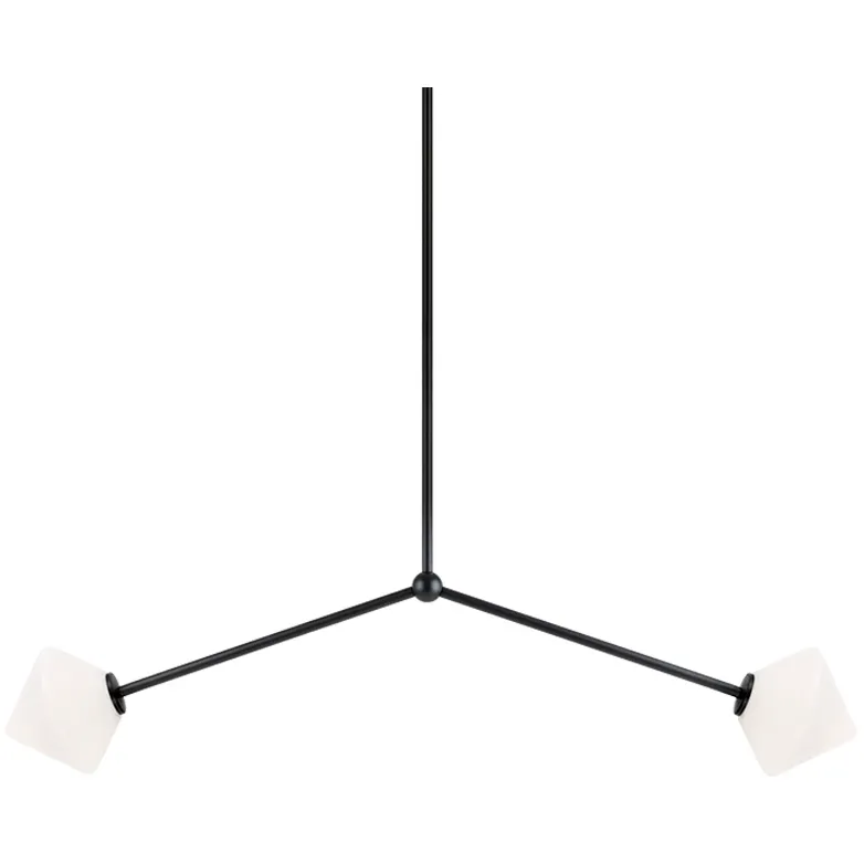 Novo 2 Light 6.25 inch Black Pendant Ceiling Light in Black and Opal Glass