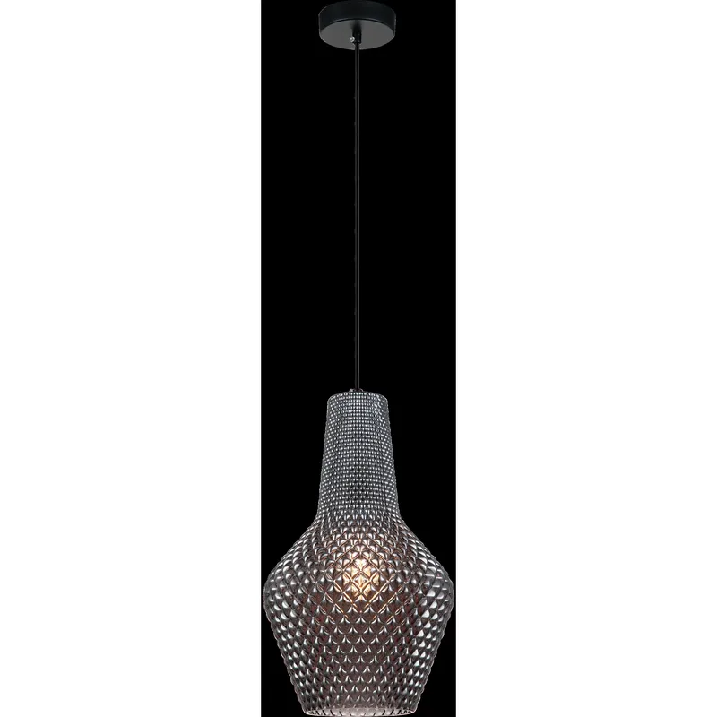 Quilted Gem 1 Light 9.88 inch Matte Black Pendant Ceiling Light in Smoke