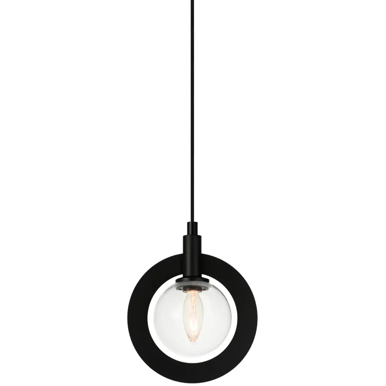 Astro 1 Light 4.38 inch Black Pendant Ceiling Light in Black and Clear