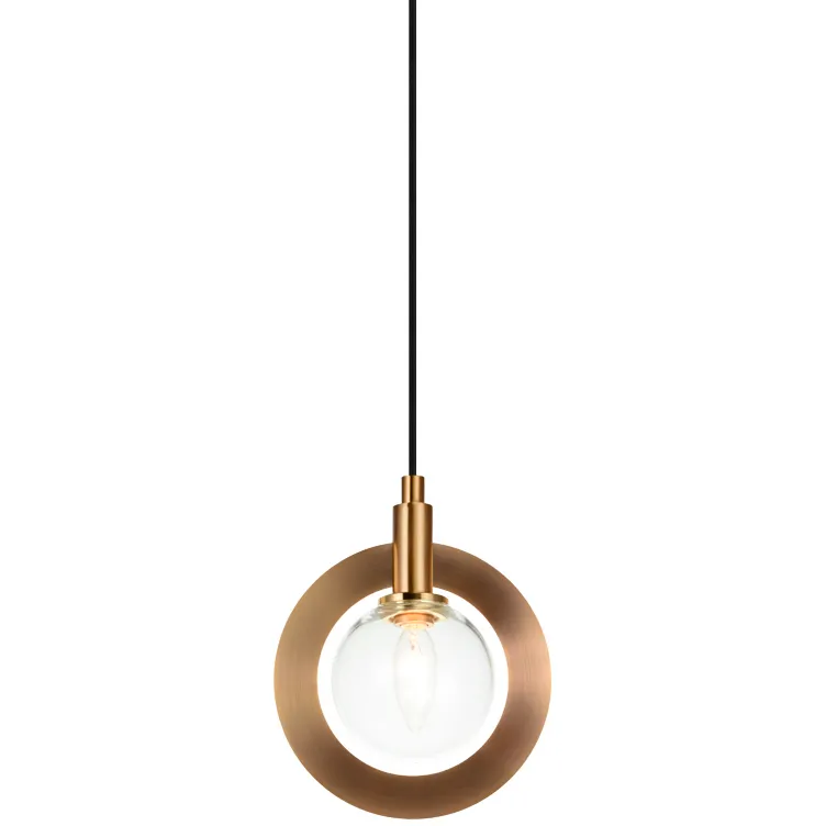 Astro 1 Light 4.38 inch Aged Gold Brass Pendant Ceiling Light in Aged Gold Brass and Clear