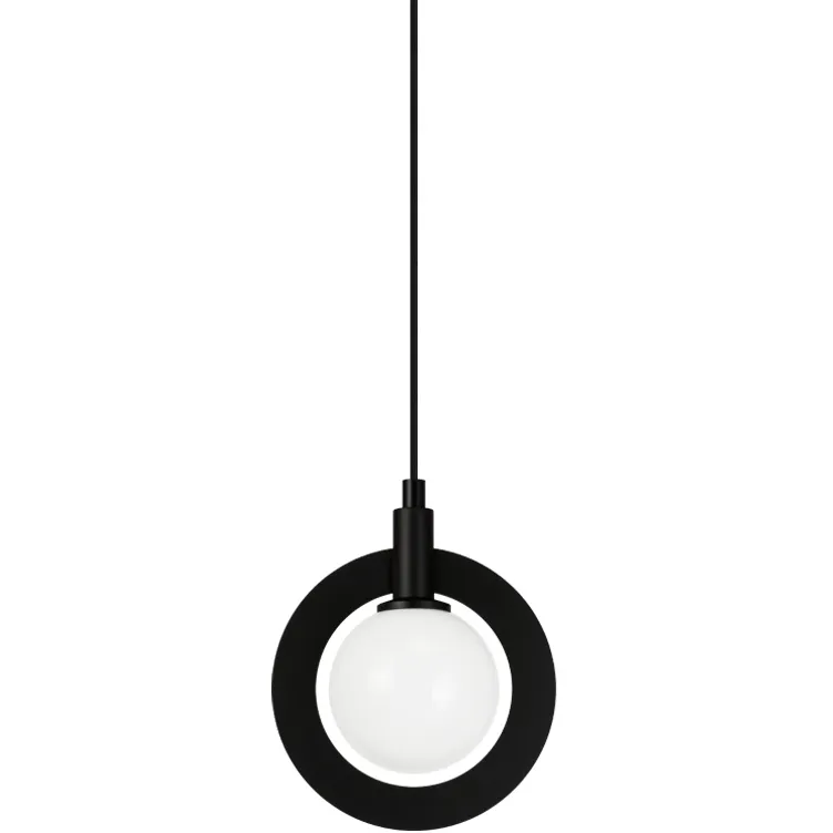 Astro 1 Light 4.38 inch Black Pendant Ceiling Light in Black and Opal Glass