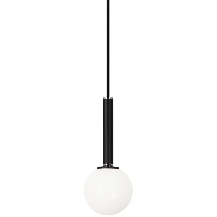 Stellar 1 Light 4.38 inch Black Pendant Ceiling Light in Black and Opal Glass