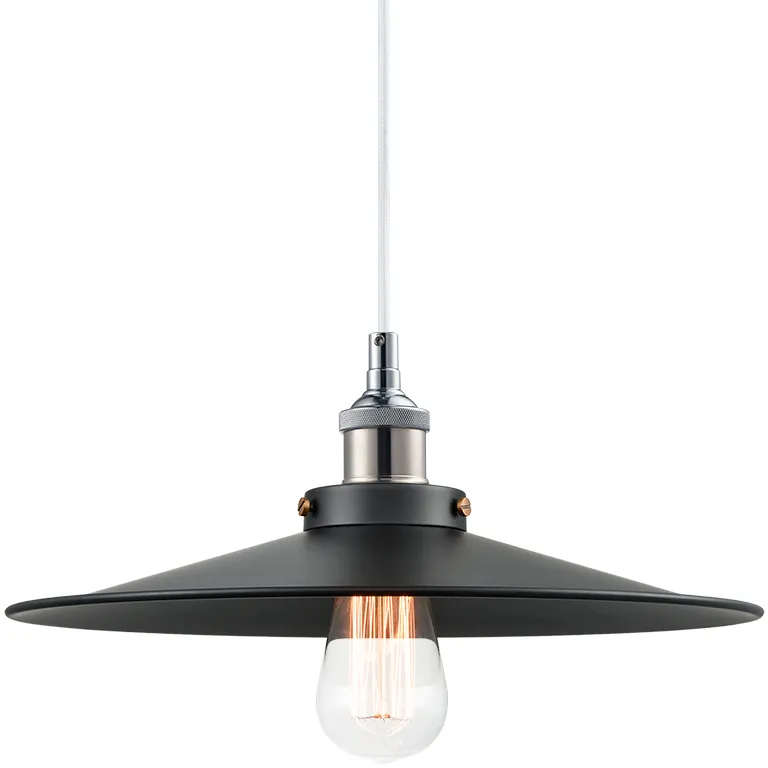 Bulstrode's Workshop 1 Light 14 inch Chrome Pendant Ceiling Light in Chrome and Black