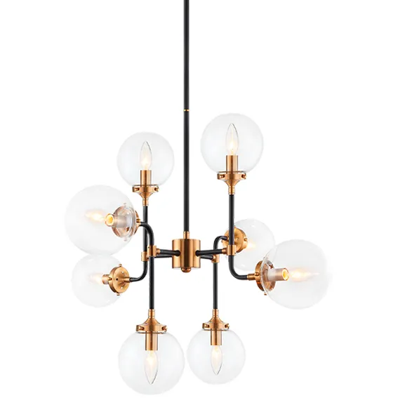 Particles 8 Light 29.5 inch Aged Gold Brass Pendant Ceiling Light in Aged Gold Brass and Clear