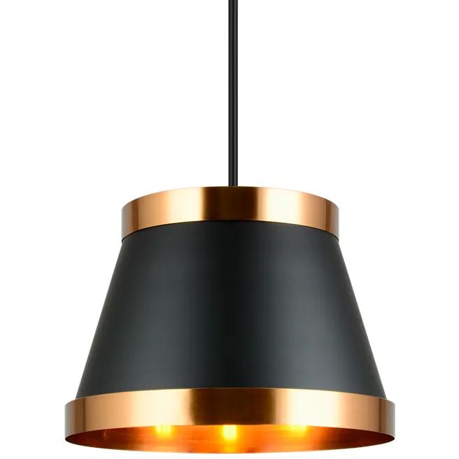 Caske 3 Light 14.63 inch Black Pendant Ceiling Light in Black and Aged Gold Brass