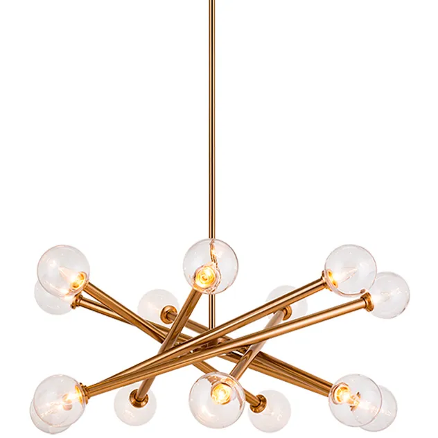Matchstix 14 Light 34.75 inch Aged Gold Brass Pendant Ceiling Light in Aged Gold Brass and Clear