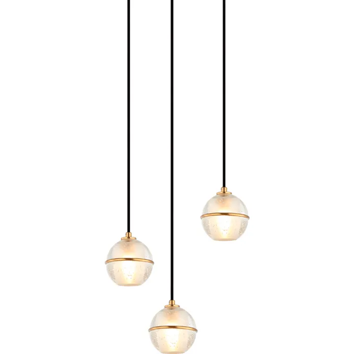 Misty 3 Light 13.63 inch Aged Gold Brass Pendant Ceiling Light