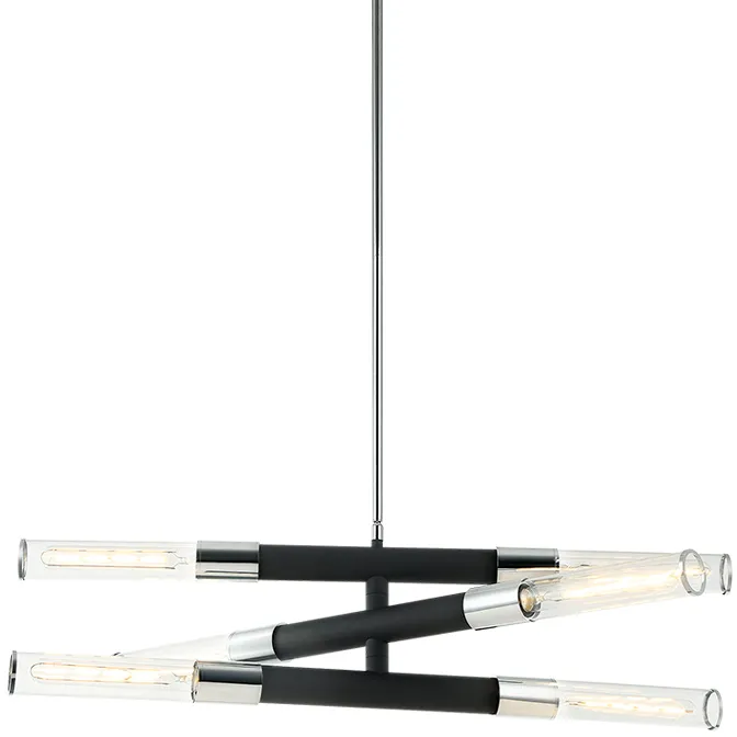 Tubo 6 Light 35 inch Matte Black Pendant Ceiling Light in Matte Black and Chrome