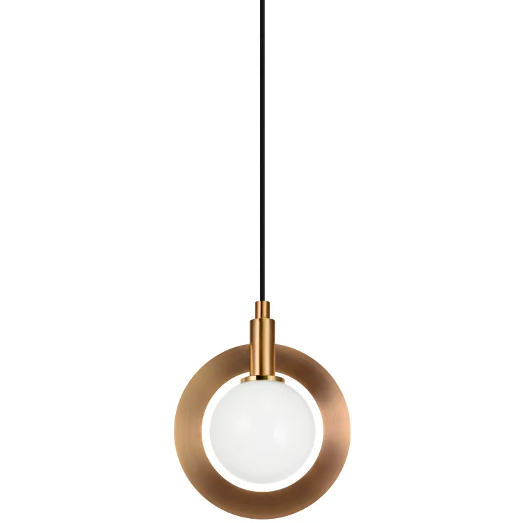 Astro 1 Light 4.38 inch Aged Gold Brass Pendant Ceiling Light in Aged Gold Brass and Opal Glass