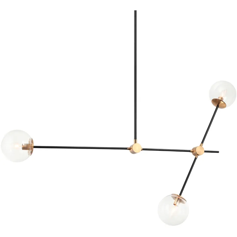 Cosmic 3 Light 5.88 inch Aged Gold Brass Pendant Ceiling Light in Aged Gold Brass and Clear