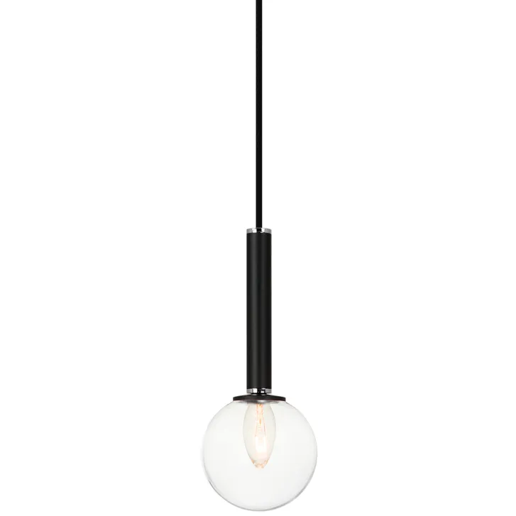 Stellar 1 Light 4.38 inch Black Pendant Ceiling Light in Black and Clear