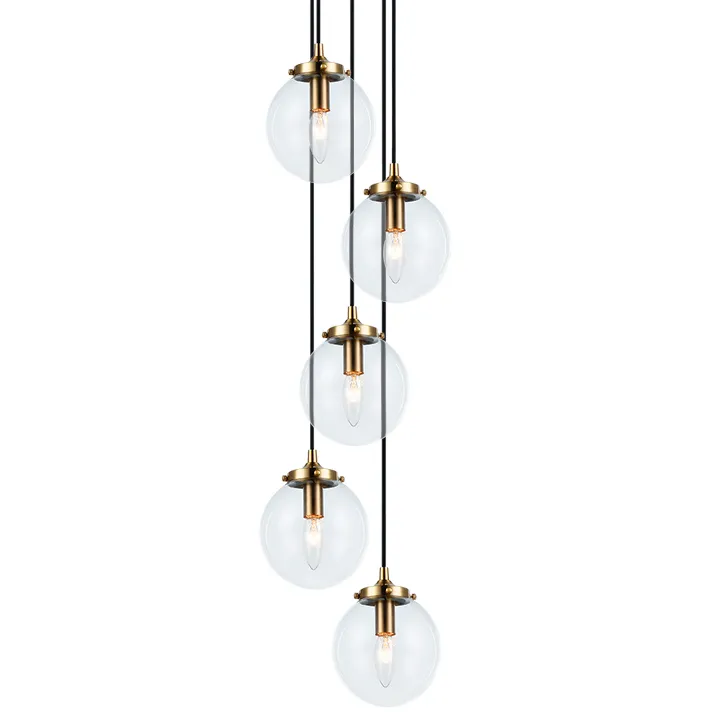 The Bougie 5 Light 13 inch Aged Gold Brass Pendant Ceiling Light in Aged Gold Brass and Clear