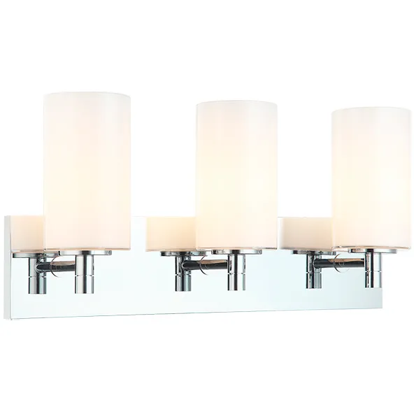 Candela 3 Light 20.88 inch Chrome Wall Sconce Wall Light in Chrome and Opal Glass