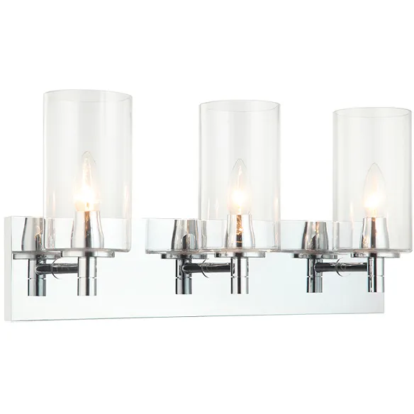 Candela 3 Light 20.88 inch Chrome Wall Sconce Wall Light in Chrome and Clear