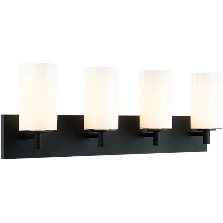 Candela 4 Light 29.13 inch Matte Black Wall Sconce Wall Light in Matte Black and Opal Glass