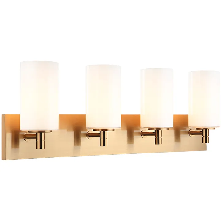 Candela 4 Light 29.13 inch Aged Gold Brass Wall Sconce Wall Light in Aged Gold Brass and Opal Glass