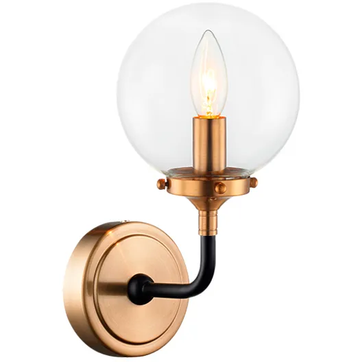 Particles 1 Light 5.88 inch Aged Gold Brass Wall Sconce Wall Light in Aged Gold Brass and Clear