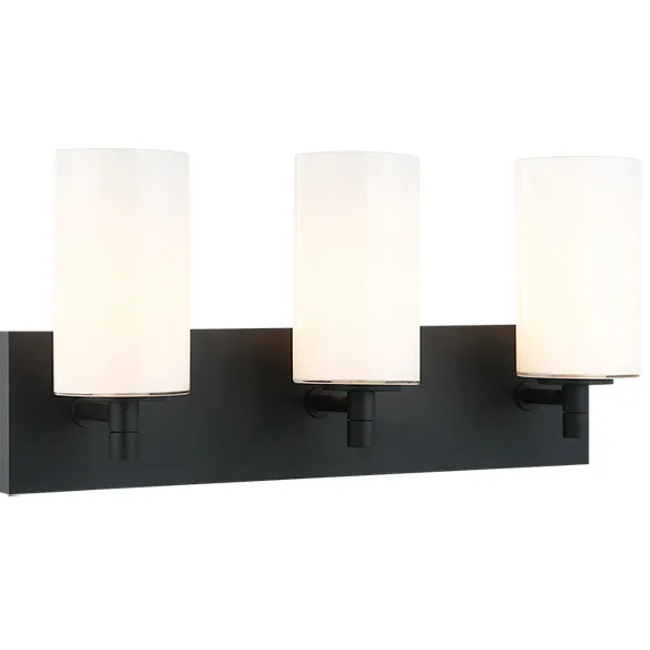 Candela 3 Light 20.88 inch Matte Black Wall Sconce Wall Light in Matte Black and Opal Glass