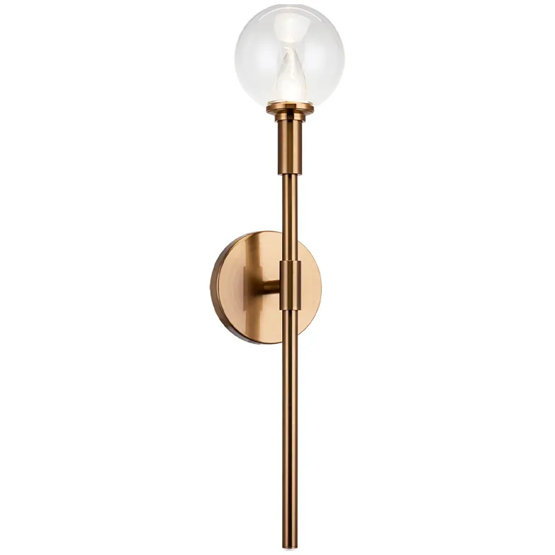 Candlestix 1 Light 4.75 inch Aged Gold Brass Wall Sconce Wall Light in Aged Gold Brass and Clear