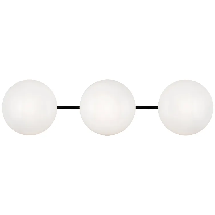 Pearlesque 3 Light 24 inch Matte Black Wall Sconce Wall Light in Matte Black and Opal Glass