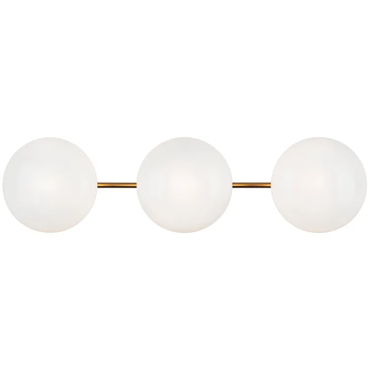 Pearlesque 3 Light 24 inch Aged Gold Brass Wall Sconce Wall Light in Aged Gold Brass and Opal Glass