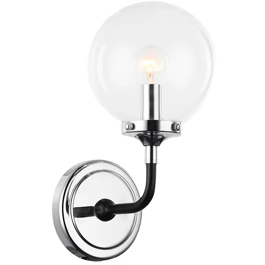 Particles 1 Light 5.88 inch Black and Chrome Wall Sconce Wall Light in Chrome and Clear
