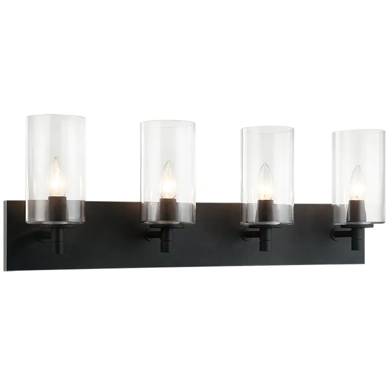 Candela 4 Light 29.13 inch Matte Black Wall Sconce Wall Light in Matte Black and Clear