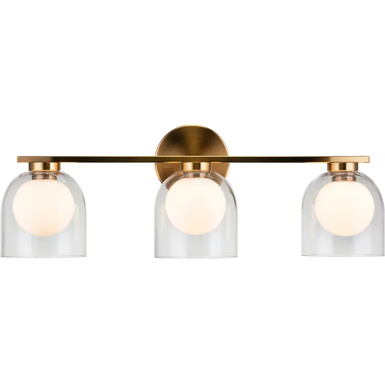 Derbishone 3 Light 22.75 inch Aged Gold Brass Wall Sconce Wall Light in Aged Gold Brass and Clear