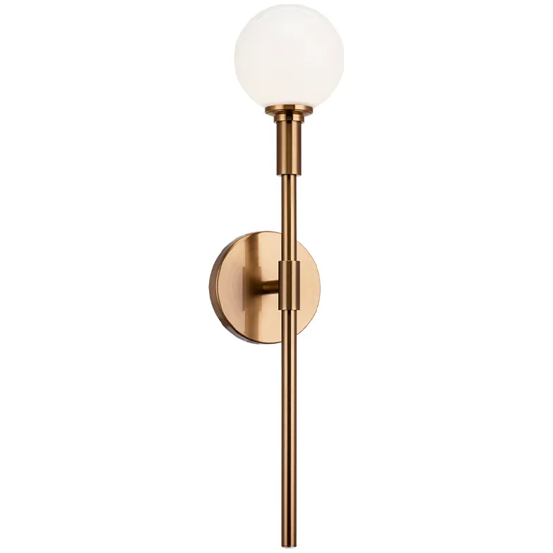 Candlestix 1 Light 4.75 inch Aged Gold Brass Wall Sconce Wall Light in Aged Gold Brass and Opal Glass