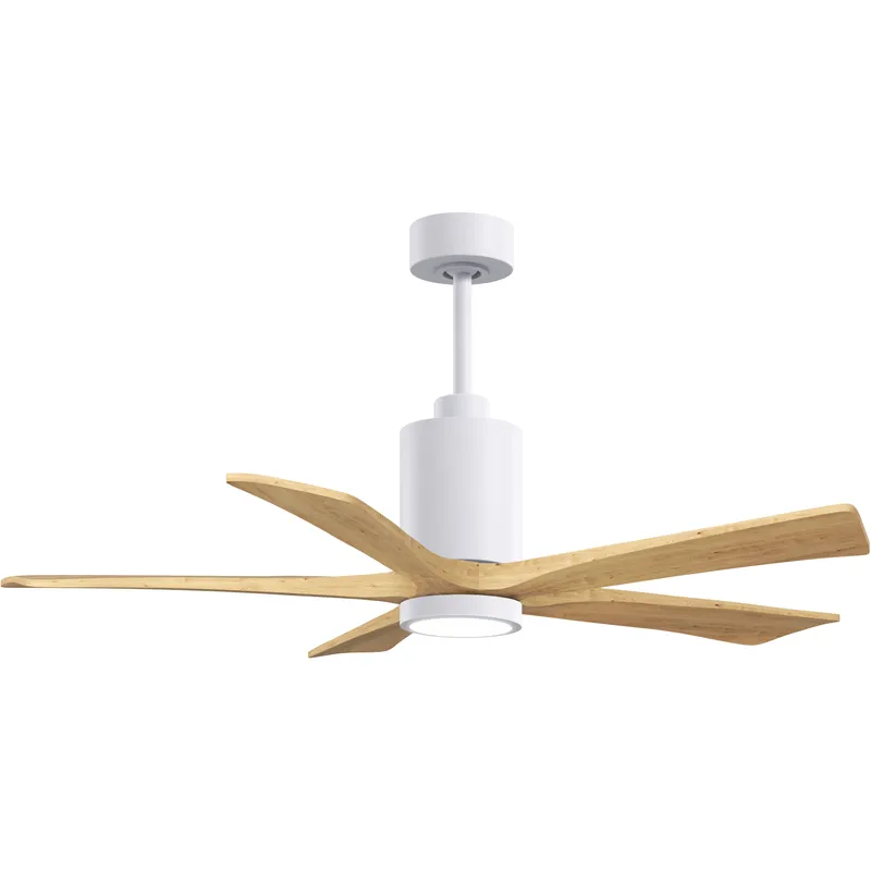 Atlas Patricia-5 52 inch Gloss White with Light Maple Tone Blades Ceiling Fan
