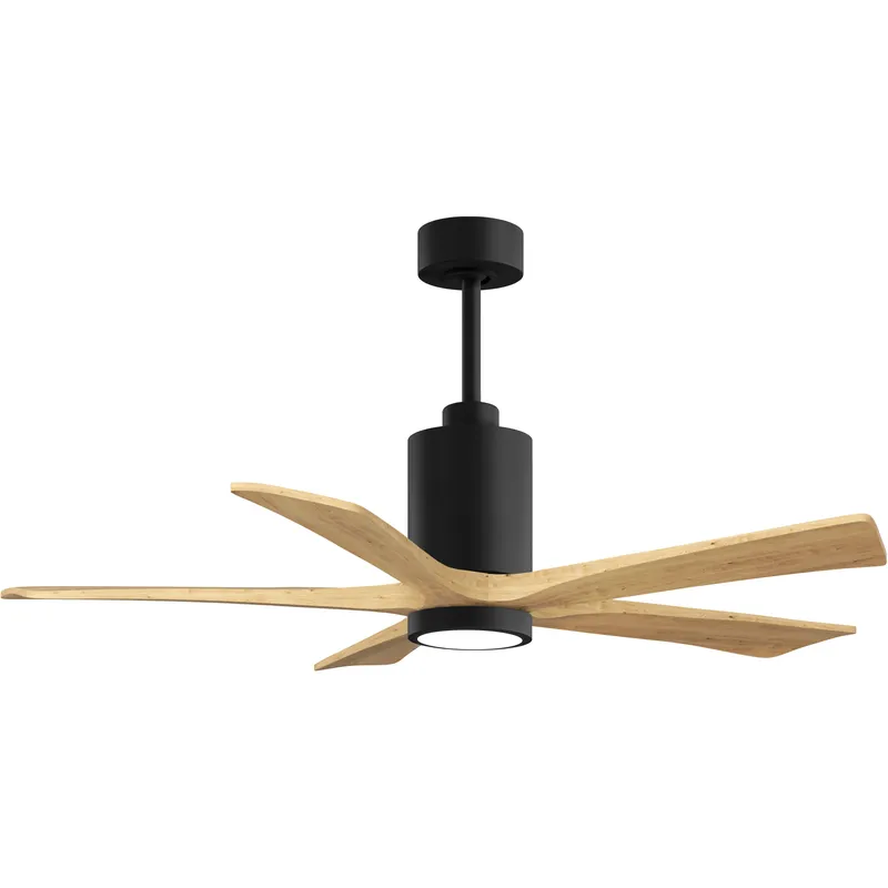 Atlas Patricia-5 52 inch Matte Black with Light Maple Tone Blades Ceiling Fan