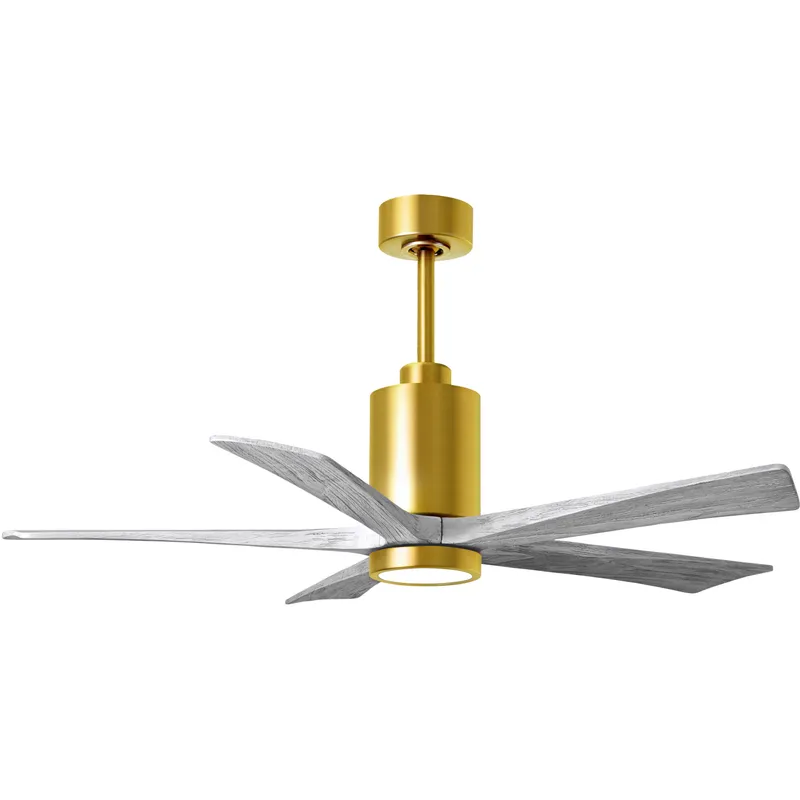 Atlas Patricia-5 52 inch Brushed Brass with Barn Wood Tone Blades Ceiling Fan