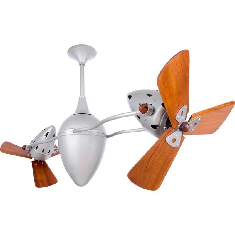Matthews Gerbar Ar Ruthiane 16 inch Brushed Nickel with Solid Mahogany Wood Blades Rotational Ceiling Fan