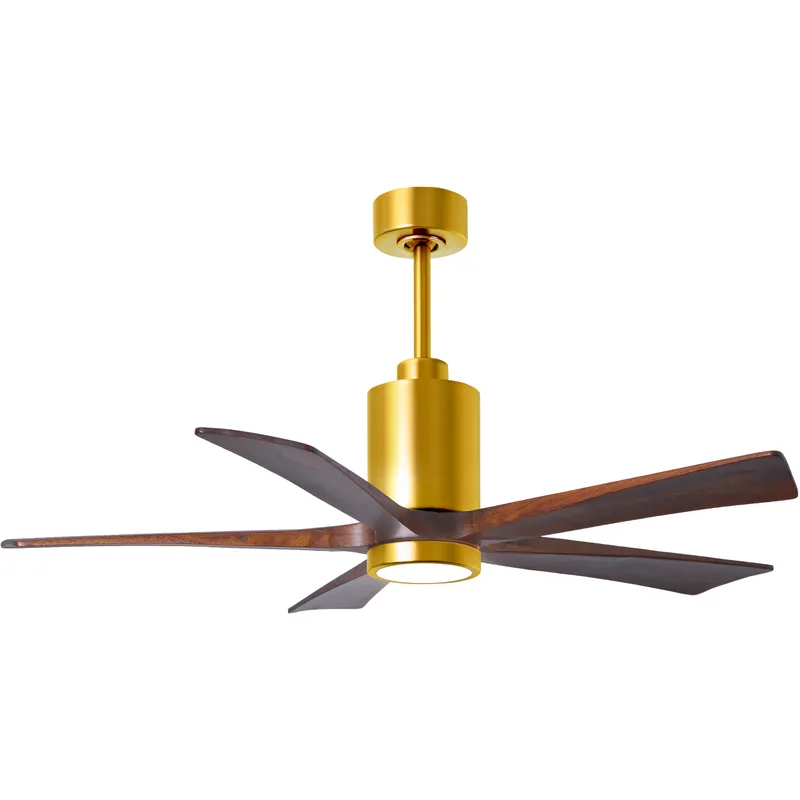 Atlas Patricia-5 52 inch Brushed Brass with Walnut Tone Blades Ceiling Fan