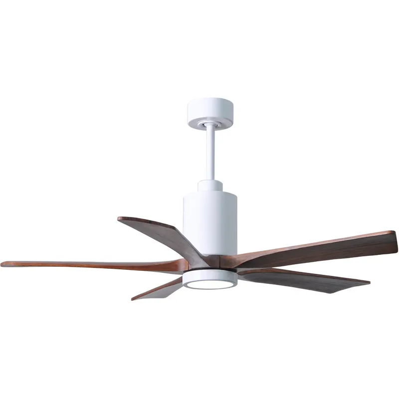 Atlas Patricia-5 52 inch Gloss White with Walnut Tone Blades Ceiling Fan
