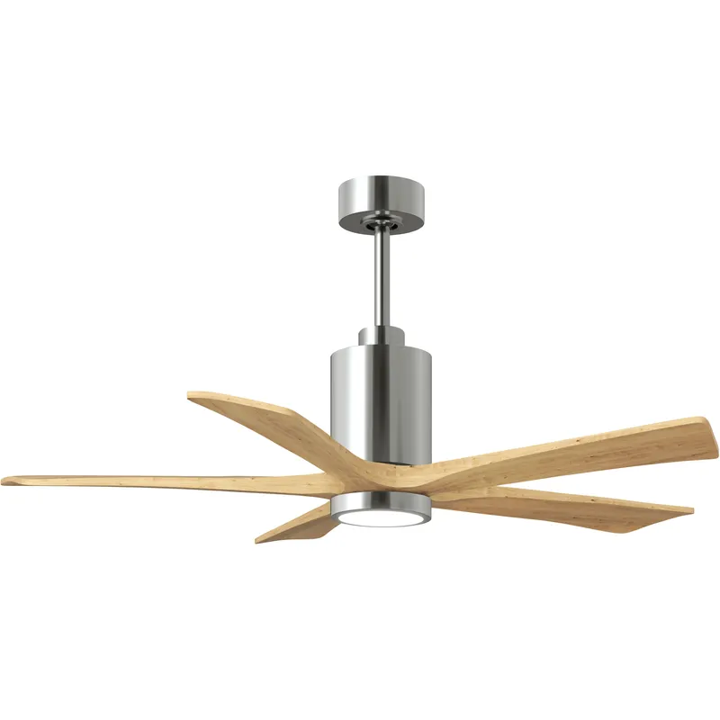Atlas Patricia-5 52 inch Polished Chrome with Light Maple Tone Blades Ceiling Fan