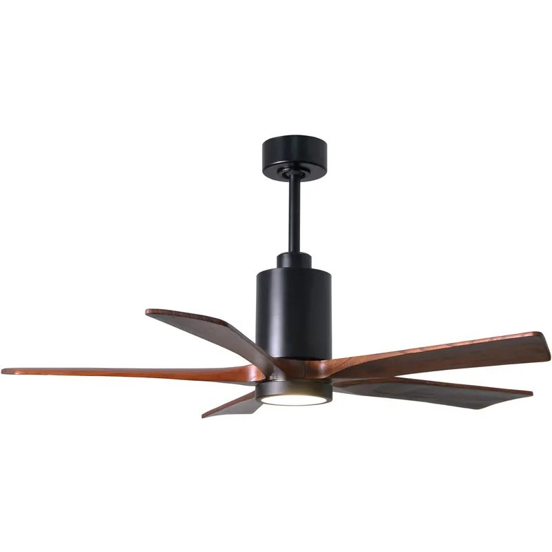 Atlas Patricia-5 52 inch Matte Black with Walnut Tone Blades Ceiling Fan
